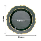 10 - Pack Plastic 8" Round Dessert Plates in Hunter Emerald Green with Gold Scalloped Rim - Disposable Appetizer/Salad Plates - Bell Racket Store