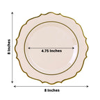 10 - Pack Plastic 8" Round Dessert Plates in Taupe with Gold Scalloped Rim - Disposable Appetizer/Salad Plates - Bell Racket Store