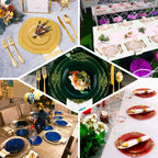 10 - Pack Plastic 8" Round Dessert Plates in Transparent Navy Blue with Silver Leaf Embossed Rim - Disposable Vintage Baroque Style Salad Plates - Bell Racket Store