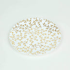 10 - Pack Plastic 8" Round Salad Dessert Plates in White with Gold Leaf Design - Heavy Duty Disposable Party Plates for Stylish Events & Memorable Gatherings - Bell Racket Store