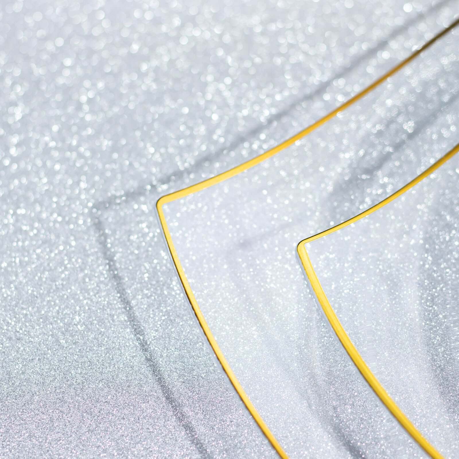 10 - Pack Plastic 8" Square Dessert Plates in Clear with Gold Wavy Rim Modern - Disposable Salad Appetizer Party Plates - Bell Racket Store