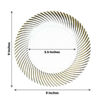 10 - Pack Plastic 9" Round Dinner Plates Clear with Gold Swirl Rim - Disposable Party Plates for Classy Events & Banquets - Bell Racket Store