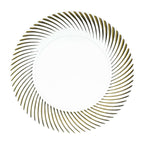 10 - Pack Plastic 9" Round Dinner Plates Clear with Gold Swirl Rim - Disposable Party Plates for Classy Events & Banquets - Bell Racket Store