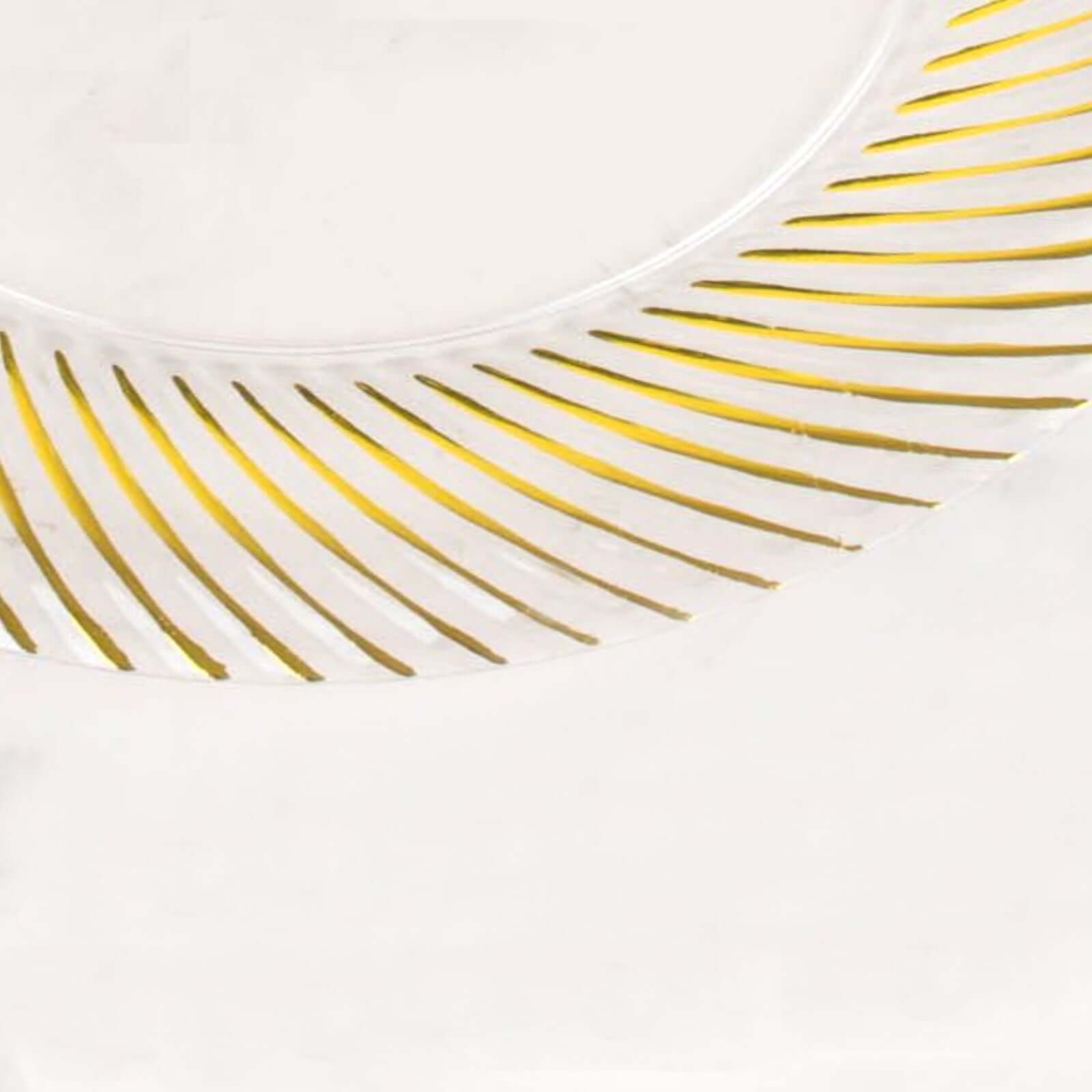 10 - Pack Plastic 9" Round Dinner Plates Clear with Gold Swirl Rim - Disposable Party Plates for Classy Events & Banquets - Bell Racket Store