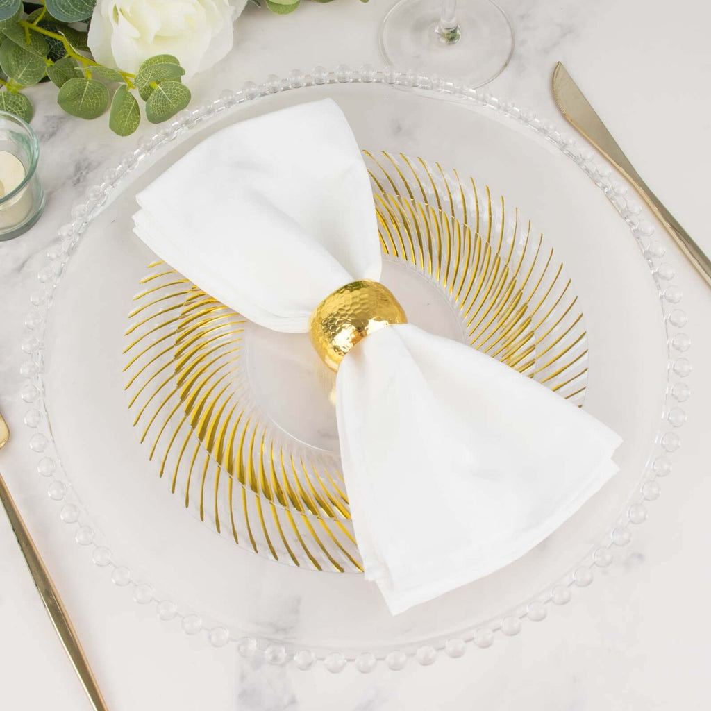 10 - Pack Plastic 9" Round Dinner Plates Clear with Gold Swirl Rim - Disposable Party Plates for Classy Events & Banquets - Bell Racket Store