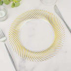 10 - Pack Plastic 9" Round Dinner Plates Clear with Gold Swirl Rim - Disposable Party Plates for Classy Events & Banquets - Bell Racket Store