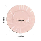 10 - Pack Plastic 9" Round Dinner Plates in Blush Ruffled Rim with Gold Edging - Sturdy Disposable Dinnerware - Bell Racket Store