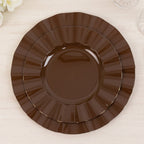 10 - Pack Plastic 9" Round Dinner Plates in Cinnamon Brown Ruffled Rim with Gold Edging - Sturdy Disposable Dinnerware - Bell Racket Store