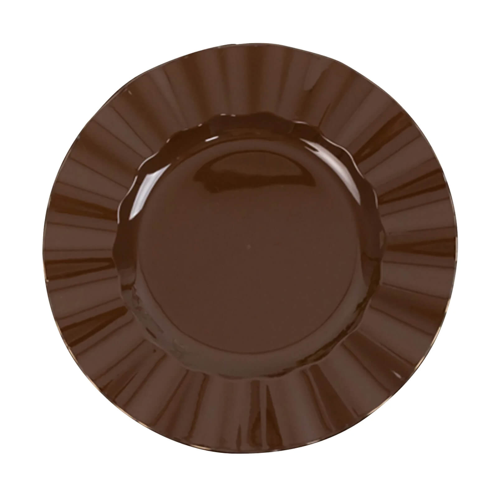 10 - Pack Plastic 9" Round Dinner Plates in Cinnamon Brown Ruffled Rim with Gold Edging - Sturdy Disposable Dinnerware - Bell Racket Store