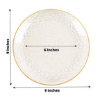 10 - Pack Plastic 9" Round Dinner Plates in Clear Gold Glittered Hammered Design with Gold Rim - Modern Disposable Party Plates - Bell Racket Store