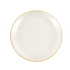10 - Pack Plastic 9" Round Dinner Plates in Clear Gold Glittered Hammered Design with Gold Rim - Modern Disposable Party Plates - Bell Racket Store