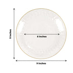 10 - Pack Plastic 9" Round Dinner Plates in Clear Hammered Design with Gold Rim - Modern Disposable Party Plates for Events & Banquets - Bell Racket Store