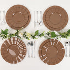 10 - Pack Plastic 9" Round Dinner Plates in Coffee Brown Ruffled Rim with Gold Edging - Sturdy Disposable Dinnerware - Bell Racket Store
