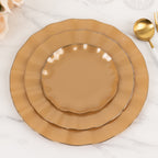 10 - Pack Plastic 9" Round Dinner Plates in Gold with Ruffled Rim - Sturdy Disposable Dinnerware for Classy Events & Banquets - Bell Racket Store