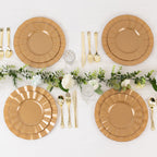 10 - Pack Plastic 9" Round Dinner Plates in Gold with Ruffled Rim - Sturdy Disposable Dinnerware for Classy Events & Banquets - Bell Racket Store