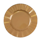 10 - Pack Plastic 9" Round Dinner Plates in Gold with Ruffled Rim - Sturdy Disposable Dinnerware for Classy Events & Banquets - Bell Racket Store