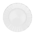 10 - Pack Plastic 9" Round Dinner Plates in White Ruffled Rim with Gold Edging - Sturdy Disposable Dinnerware for Classy Events & Banquets - Bell Racket Store