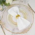 10 - Pack Plastic 9" Round Dinner Plates White with Gold Swirl Rim - Disposable Party Plates - Bell Racket Store