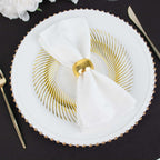 10 - Pack Plastic 9" Round Dinner Plates White with Gold Swirl Rim - Disposable Party Plates - Bell Racket Store