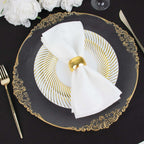 10 - Pack Plastic 9" Round Dinner Plates White with Gold Swirl Rim - Disposable Party Plates - Bell Racket Store