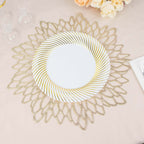 10 - Pack Plastic 9" Round Dinner Plates White with Gold Swirl Rim - Disposable Party Plates - Bell Racket Store