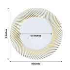 10 - Pack Plastic 9" Round Dinner Plates White with Gold Swirl Rim - Disposable Party Plates - Bell Racket Store