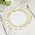 10 - Pack Plastic 9" Round Dinner Plates White with Gold Swirl Rim - Disposable Party Plates - Bell Racket Store