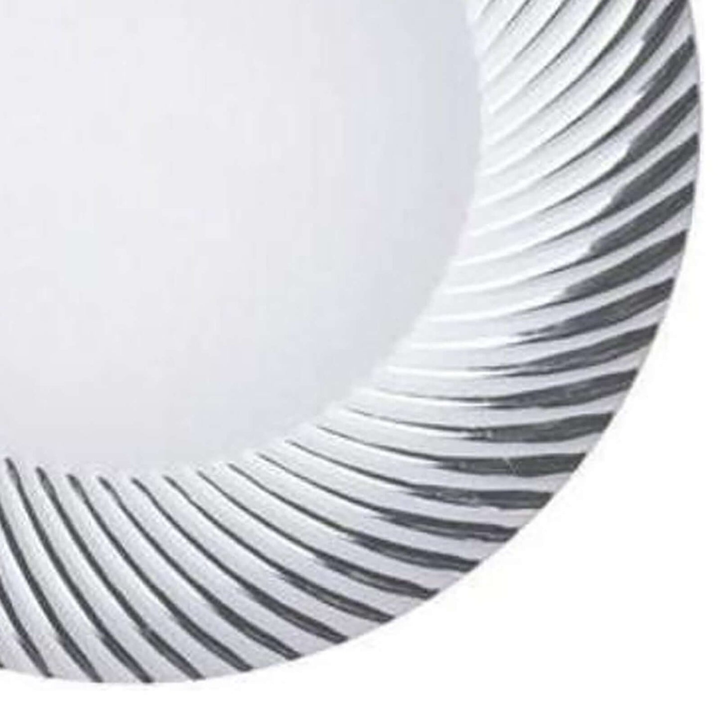10 - Pack Plastic 9" Round Dinner Plates White with Silver Swirl Rim - Disposable Party Plates - NestOCart