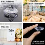 10 - Pack Plastic Card Holder Stands Diamond Shaped Design Clear Crystal - Wedding Table Place Card Decorations 1.75" - Bell Racket Store
