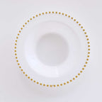 10 - Pack Plastic Dessert Salad Bowls White Round Design with Gold Beaded Rim - Disposable Soup Bowls 12oz - Bell Racket Store