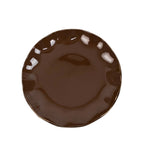 10 - Pack Plastic Round 6" Dessert Plates in Cinnamon Brown Ruffled Rim with Gold Edging - Sturdy Disposable Salad Appetizer Dinnerware - Bell Racket Store