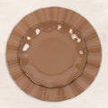 10 - Pack Plastic Round 6" Dessert Plates in Coffee Brown Ruffled Rim with Gold Edging - Sturdy Disposable Salad Appetizer Dinnerware - Bell Racket Store