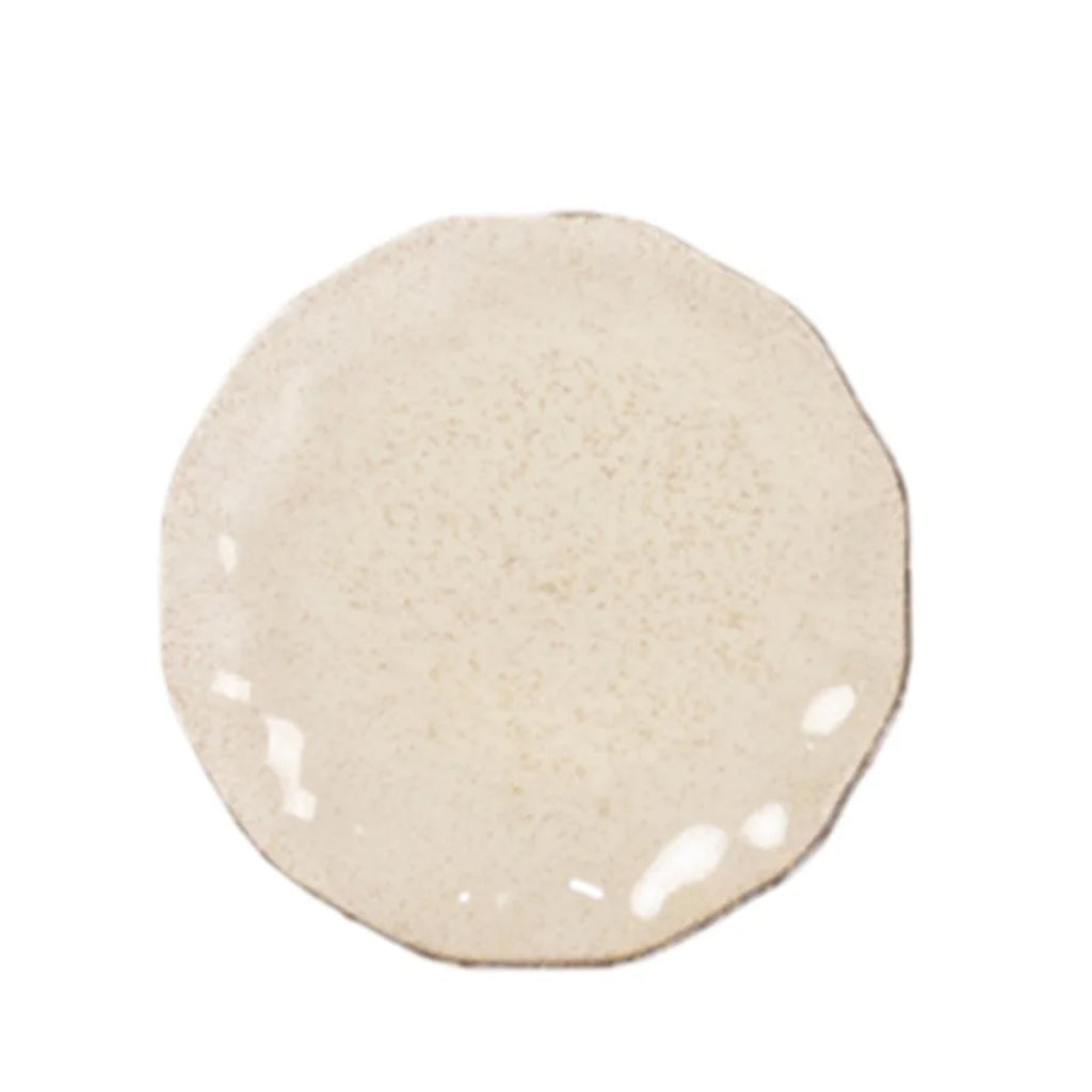 10 - Pack Plastic Round 6" Dessert Plates in Gold Glitter with Ruffled Rim - Transparent Sturdy Disposable Salad Appetizer Dinnerware - Bell Racket Store