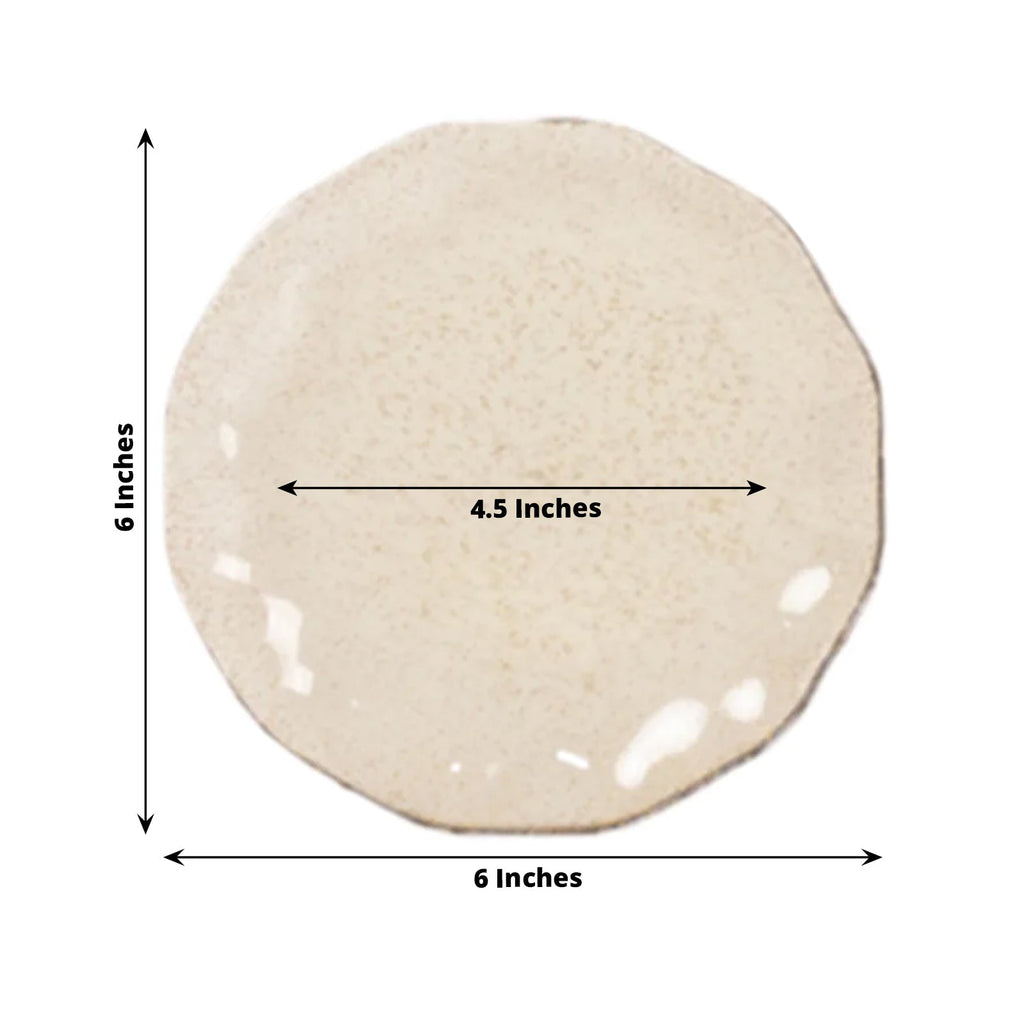 10 - Pack Plastic Round 6" Dessert Plates in Gold Glitter with Ruffled Rim - Transparent Sturdy Disposable Salad Appetizer Dinnerware - Bell Racket Store