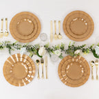 10 - Pack Plastic Round 6" Dessert Plates in Gold with Ruffled Rim - Sturdy Disposable Salad Appetizer Dinnerware for Classy Events & Banquets - Bell Racket Store