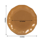 10 - Pack Plastic Round 6" Dessert Plates in Gold with Ruffled Rim - Sturdy Disposable Salad Appetizer Dinnerware for Classy Events & Banquets - Bell Racket Store