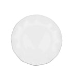 10 - Pack Plastic Round 6" Dessert Plates in White Ruffled Rim with Gold Edging - Sturdy Disposable Salad Appetizer Dinnerware for Classy Events & Banquets - Bell Racket Store