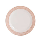 10 - Pack Plastic Round Dinner Plates 10" White with Blush Rose Gold Spiral Rim - Chic Disposable Party Plates - Bell Racket Store