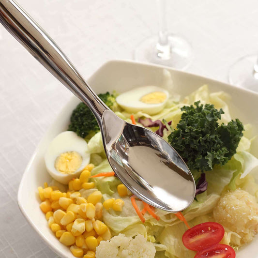 10 - Pack Plastic Serving Spoons Silver for Buffet & Party Tables 10" - NestOCart