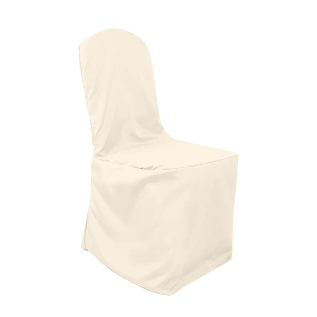 10 Pack Polyester Chair Cover for Banquet Chairs Beige - Stain - Resistant Reusable Slip - On Slipcover - Bell Racket Store