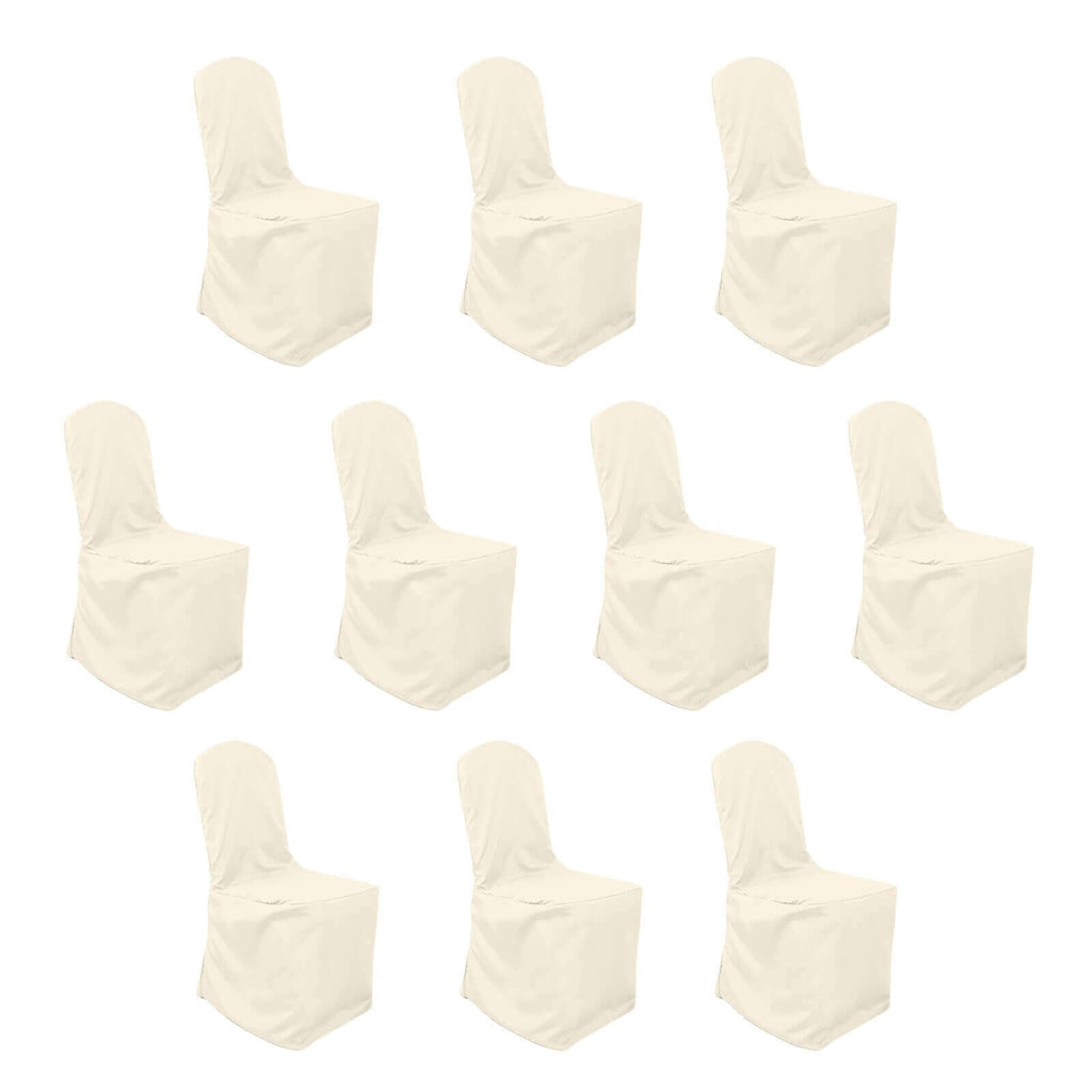 10 Pack Polyester Chair Cover for Banquet Chairs Beige - Stain - Resistant Reusable Slip - On Slipcover - Bell Racket Store