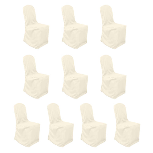10 Pack Polyester Chair Cover for Banquet Chairs Beige - Stain - Resistant Reusable Slip - On Slipcover - Bell Racket Store