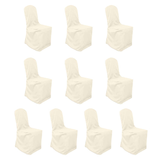 10 Pack Polyester Chair Cover for Banquet Chairs Beige - Stain - Resistant Reusable Slip - On Slipcover - Bell Racket Store