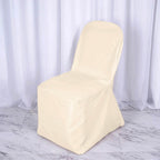 10 Pack Polyester Chair Cover for Banquet Chairs Beige - Stain - Resistant Reusable Slip - On Slipcover - Bell Racket Store