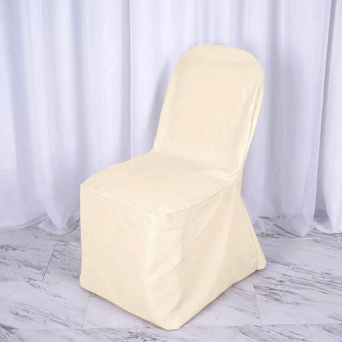 10 Pack Polyester Chair Cover for Banquet Chairs Beige - Stain - Resistant Reusable Slip - On Slipcover - Bell Racket Store