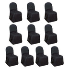 10 Pack Polyester Chair Cover for Banquet Chairs Black - Stain - Resistant Reusable Slip - On Slipcover - Bell Racket Store