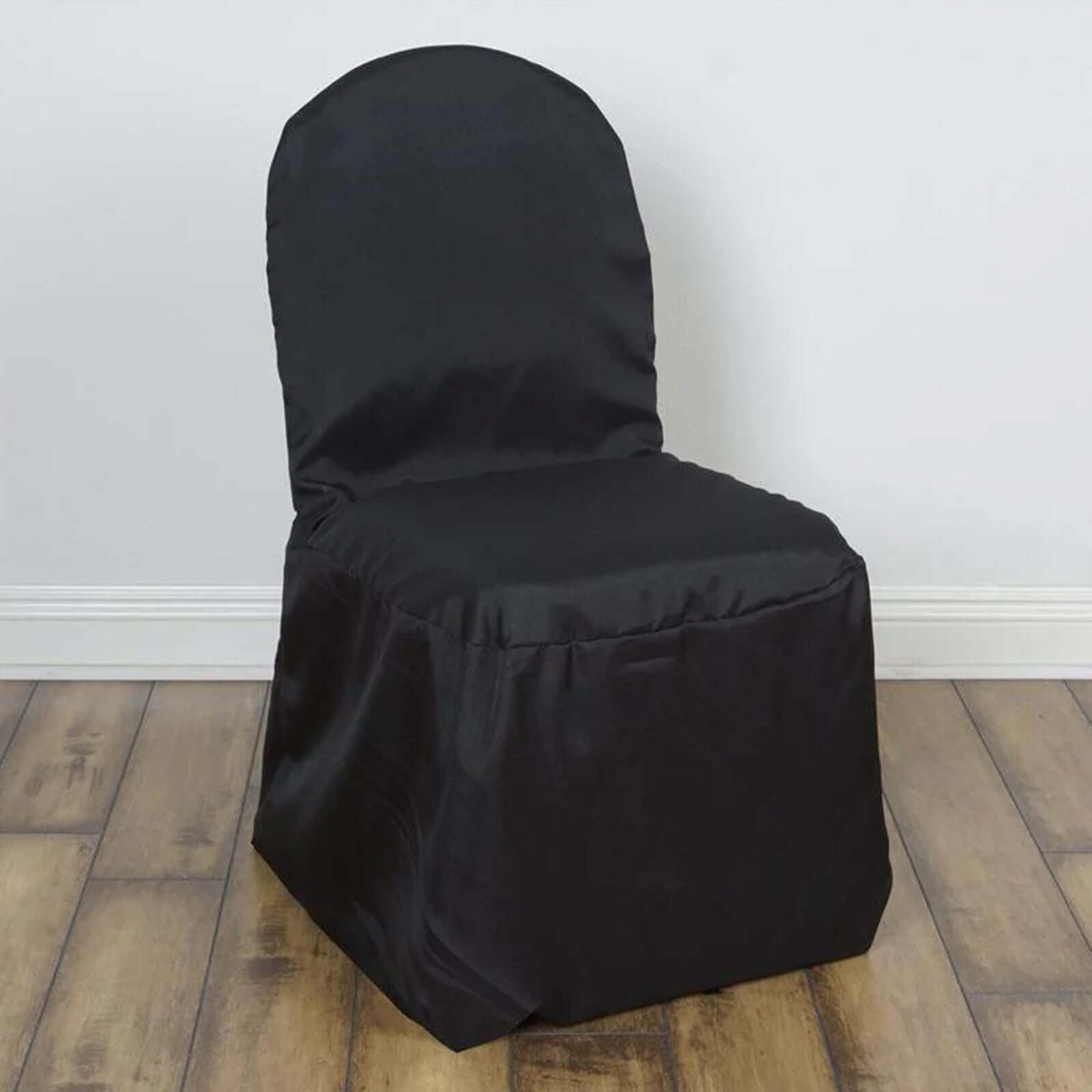 10 Pack Polyester Chair Cover for Banquet Chairs Black - Stain - Resistant Reusable Slip - On Slipcover - Bell Racket Store