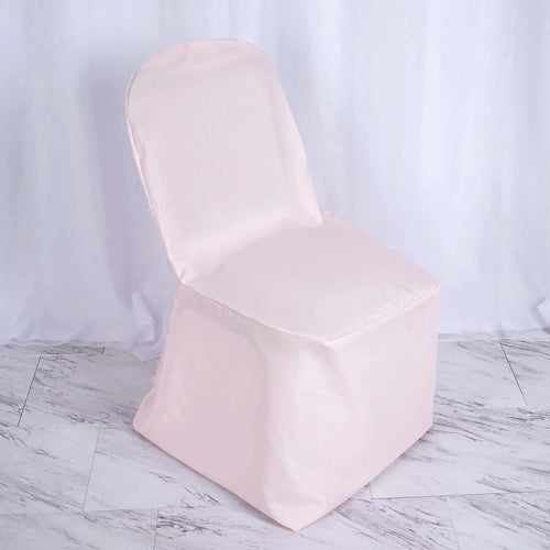 10 Pack Polyester Chair Cover for Banquet Chairs Blush - Stain - Resistant Reusable Slip - On Slipcover - Bell Racket Store