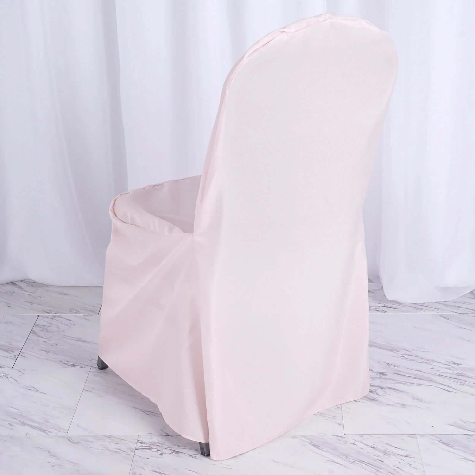 10 Pack Polyester Chair Cover for Banquet Chairs Blush - Stain - Resistant Reusable Slip - On Slipcover - Bell Racket Store