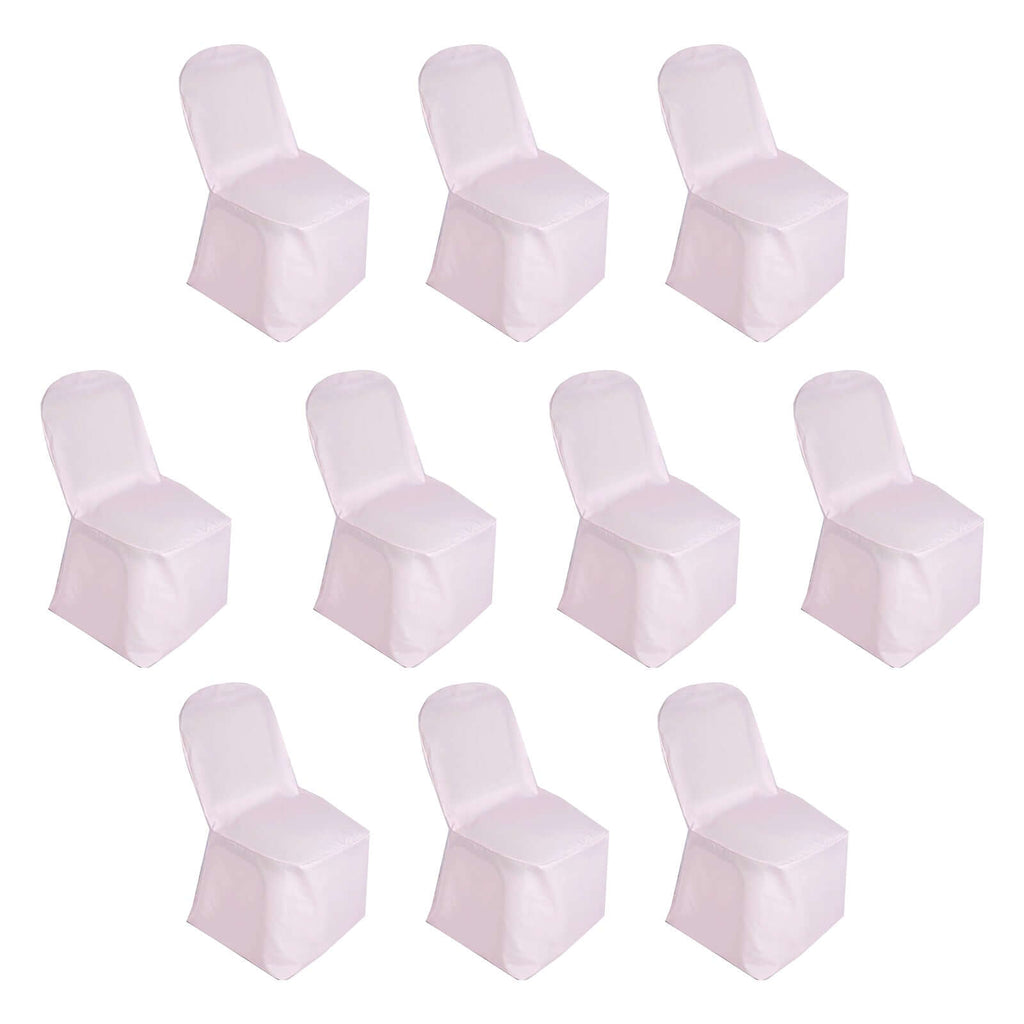 10 Pack Polyester Chair Cover for Banquet Chairs Blush - Stain - Resistant Reusable Slip - On Slipcover - Bell Racket Store